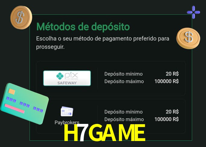 O cassino H7GAMEbet oferece uma grande variedade de métodos de pagamento